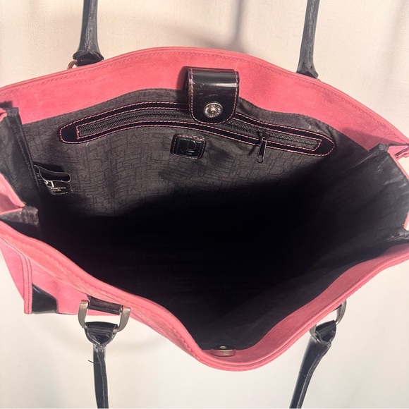 Diane Von Furstenberg Magenta Leather Envelope Tote Bag | eBay Diane von Furstenberg Pink Tote Bag w/ Black Patent Leather Trim